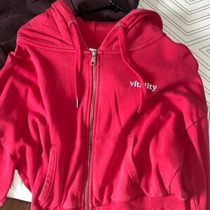 vitality red cropped zip up